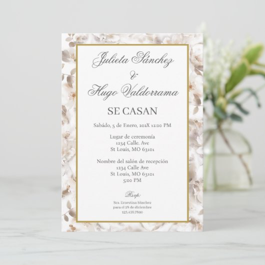 Invitación para boda ramo de flores kaart (Staand voorkant)