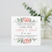 Invitación para Bodas Rosa Pastel Kaart (Staand voorkant)