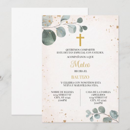 INVITACION PARA EVENTO RELIGIOSO DE NINO KAART (Voorkant / Achterkant)