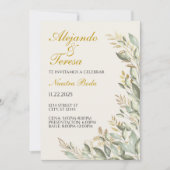 Invitacion Para Evento Verde Con Dorado (Voorkant)