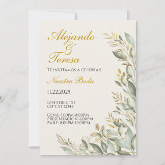 Invitacion Para Evento Verde Con Dorado