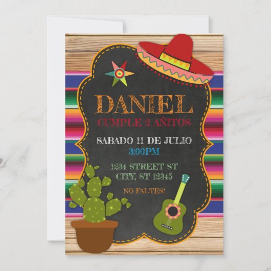 INVITACION PARA FIESTA MEXICANA KAART (Voorkant)