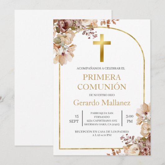 Invitación para primera comunión kaart (Voorkant / Achterkant)