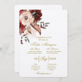 Invitación para xv años con flor kaart (Voorkant / Achterkant)