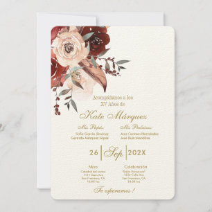 Invitación para xv años con flor kaart