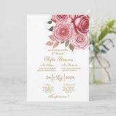 Invitación para xv años con flor rosa kaart (Staand voorkant)