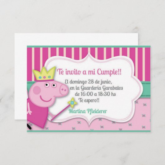 Invitacíon Pepa Kaart (Voorkant / Achterkant)