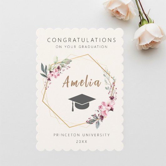 Invitación Personalized graduation ticket with cap Kaart