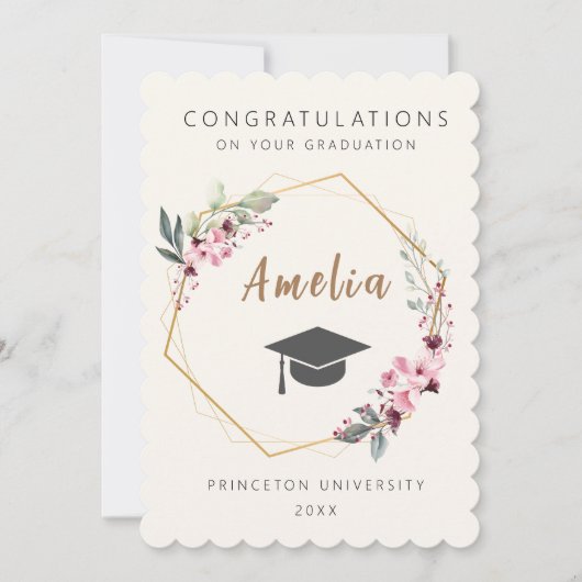 Invitación Personalized graduation ticket with cap Kaart (Voorkant)