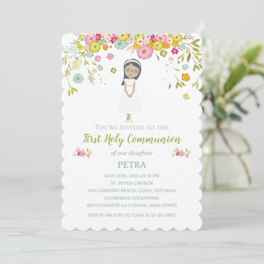 Invitación PETRA Primera Comunión Kaart (Staand voorkant)