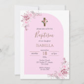 Invitación Pink Baptism Invitation Kaart (Voorkant)