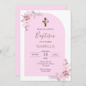 Invitación Pink Baptism Invitation Kaart (Voorkant / Achterkant)