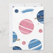 Invitación Pink Blue Cumpleaños Astronauta Fiesta Kaart (Achterkant)
