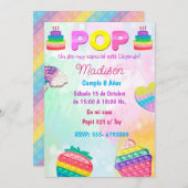 Invitación Pop It Niña Kaart (Voorkant / Achterkant)