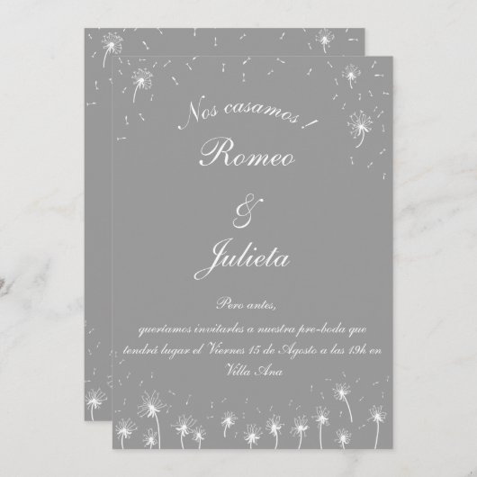invitación pre-boda diente de león kaart (Voorkant / Achterkant)