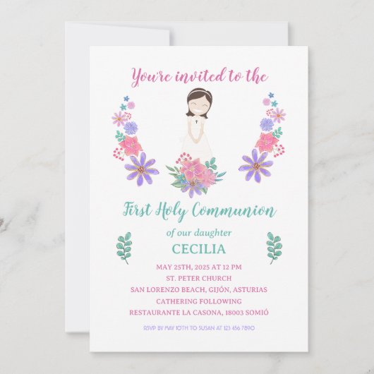 Invitación Primera Comunión CECILIA Kaart (Voorkant)