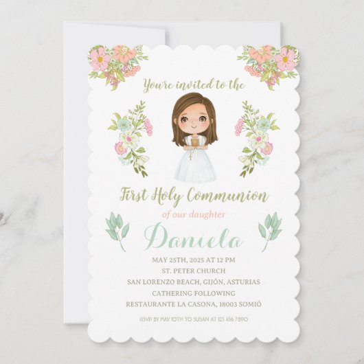 Invitación Primera Comunión DANIELA Kaart (Voorkant)