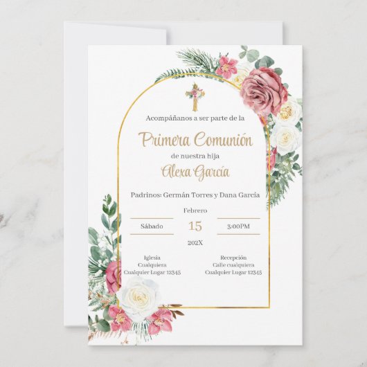 Invitación Primera Comunión Niña Kaart (Voorkant)