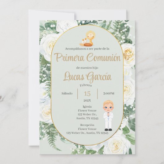 Invitación Primera Comunión Niño Kaart (Voorkant)