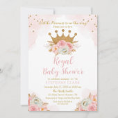 Invitación Princess Floral Pink & Gold Baby Shower Kaart (Voorkant)