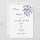 Invitación Purple Floral wedding invitation in Kaart (Voorkant)
