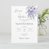 Invitación Purple Floral wedding invitation in Kaart (Staand voorkant)