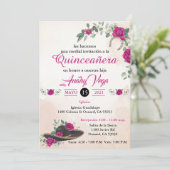 Invitación QUINCEANERA Mariachi Charra Blush Pink Kaart (Staand voorkant)