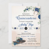 Invitación QUINCEANERA Mariachi Charra Rustic Blue Kaart (Voorkant)