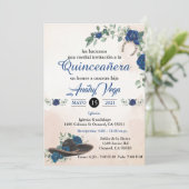 Invitación QUINCEANERA Mariachi Charra Rustic Blue Kaart (Staand voorkant)
