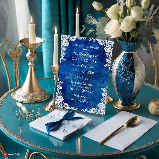 Invitación Royal Blue Ocean bruiloft uitnodiging m
