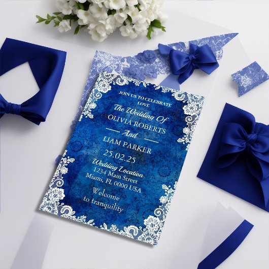 Invitación Royal Blue Ocean bruiloft uitnodiging m