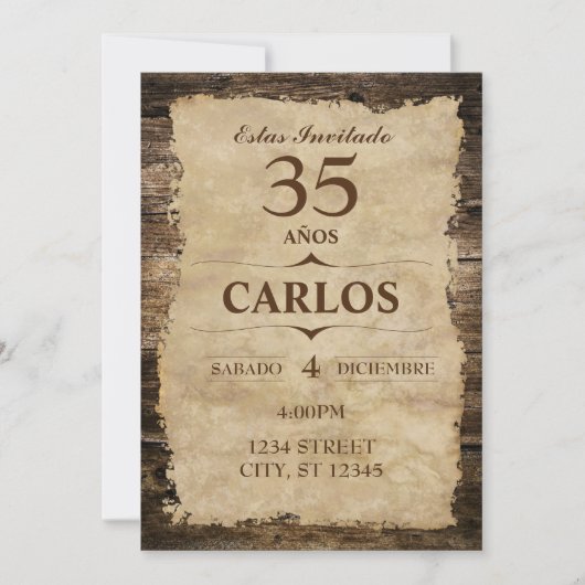 INVITACIÓN RÚSTICA KAART (Voorkant)