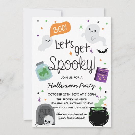 Invitación Schattigee Halloween Feestuitnodiging Kaart (Voorkant)