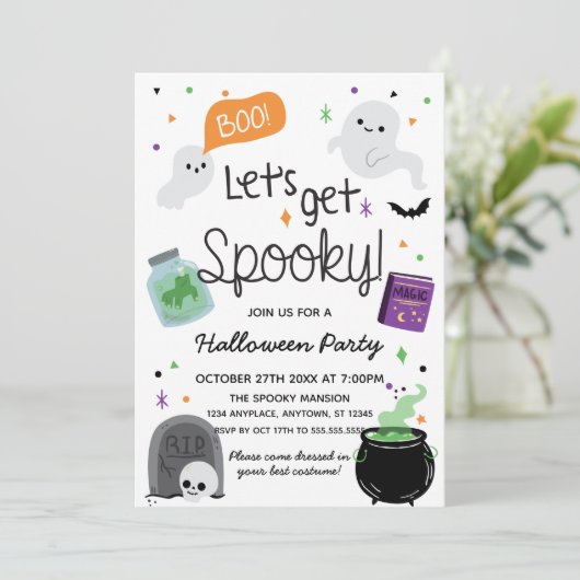 Invitación Schattigee Halloween Feestuitnodiging Kaart (Staand voorkant)