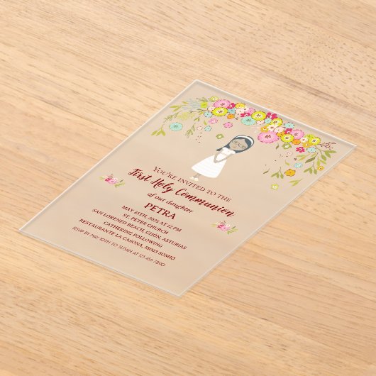 Invitación sobre acrílico PETRA Primera Comunión Acryl Uitnodigingen (Laagn)