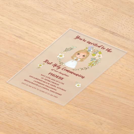 Invitación sobre acrílico PHOEBE Primera Comunión Acryl Uitnodigingen (Laagn)