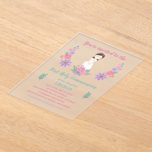 Invitación sobre acrílico Primera Comunión CECILIA Acryl Uitnodigingen (Laagn)