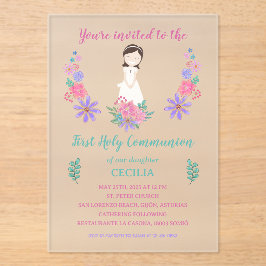 Invitación sobre acrílico Primera Comunión CECILIA Acryl Uitnodigingen