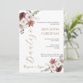 Invitación Spanish Baptism Girl invitation pink Kaart (Staand voorkant)