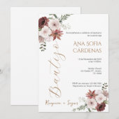 Invitación Spanish Baptism Girl invitation pink Kaart (Voorkant / Achterkant)