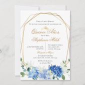 Invitación Spanish Quinceanera Blue floral invit Kaart (Voorkant)