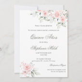 Invitación Spanish Quinceanera pink floral invite Kaart (Voorkant)