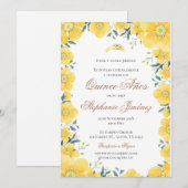 Invitación Spanish Quinceanera yellow floral invit Kaart (Voorkant / Achterkant)