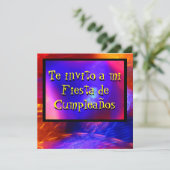 Invitación -Te invito a mi Fiesta - Azul y Naranja Kaart (Staand voorkant)