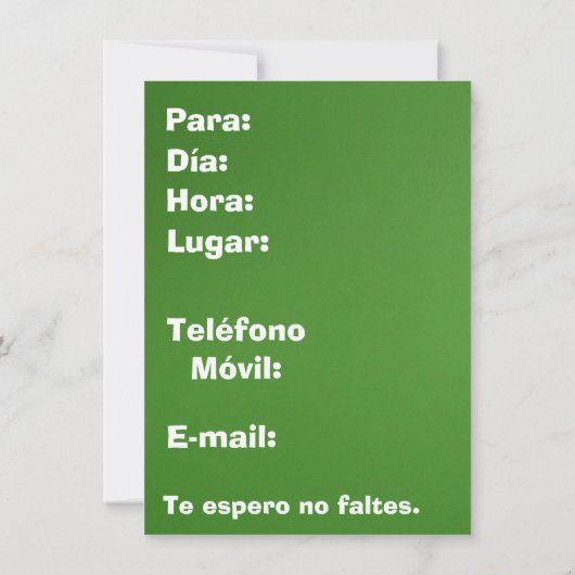 Invitación -Te invito a mi Fiesta - Flores Blancas Kaart (Achterkant)