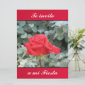 Invitación - Te invito a mi Fiesta - La Rosa Roja Kaart (Staand voorkant)