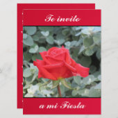 Invitación - Te invito a mi Fiesta - La Rosa Roja Kaart (Voorkant / Achterkant)