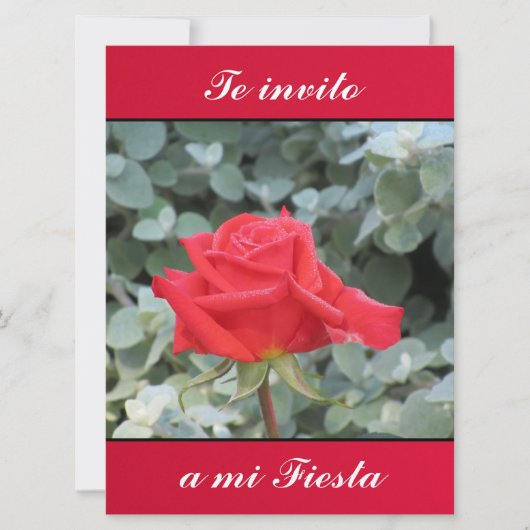Invitación - Te invito a mi Fiesta - La Rosa Roja Kaart (Voorkant)