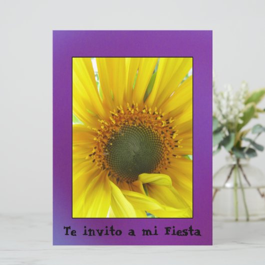Invitación - Te uitnodiging a mi Fiesta - Girasol (Staand voorkant)