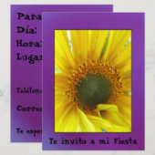 Invitación - Te uitnodiging a mi Fiesta - Girasol (Voorkant / Achterkant)